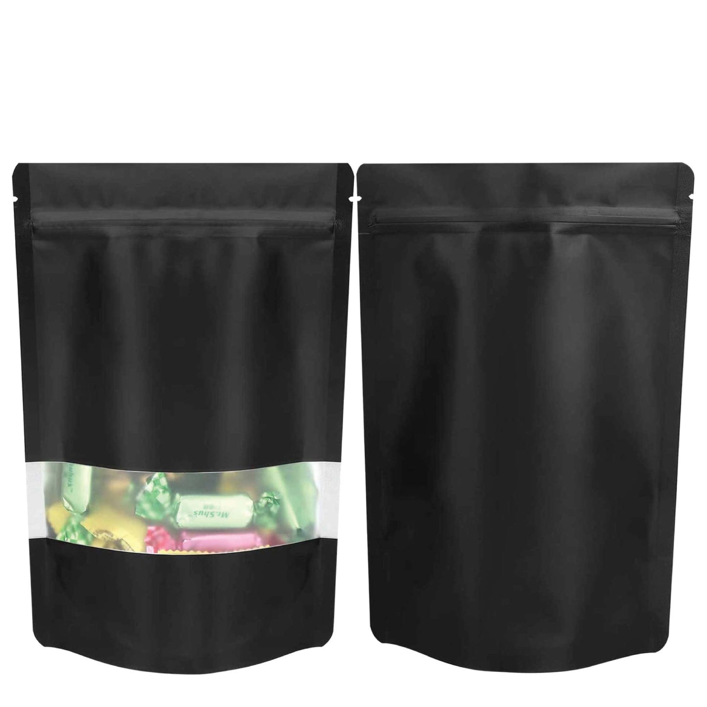 Resealable Mylar Stand Up Bags 100x 28.5x19cm Black Food Packaging Zip Pouch