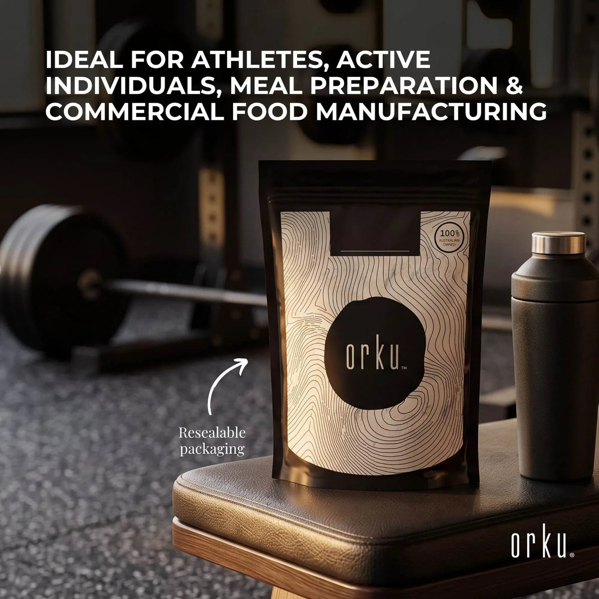Orku 2Kg Whey Protein Isolate Powder WPI 90% Unflavoured Native Bag
