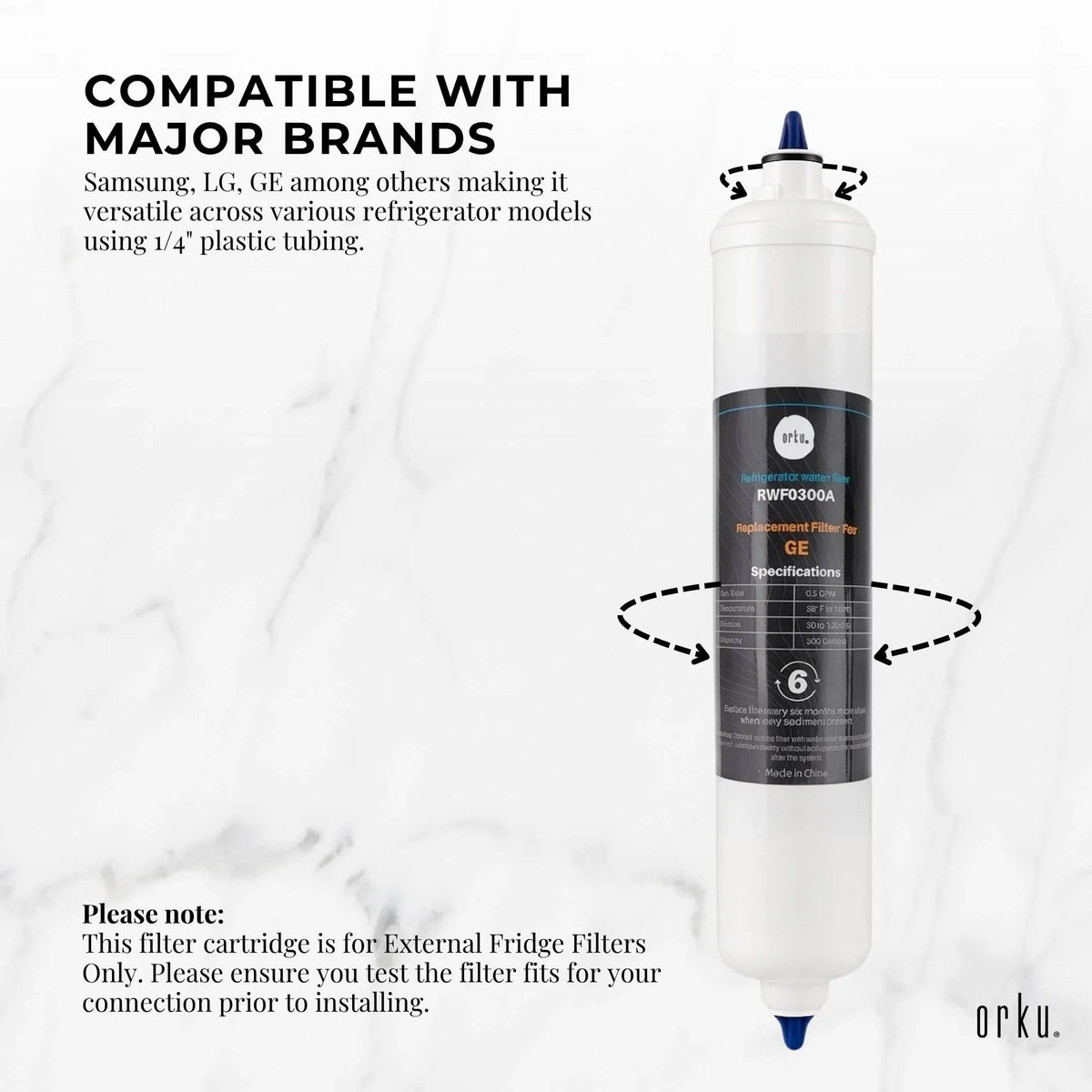 Fridge Water Filter Universal - External Cartridge Replacement RWF0300A