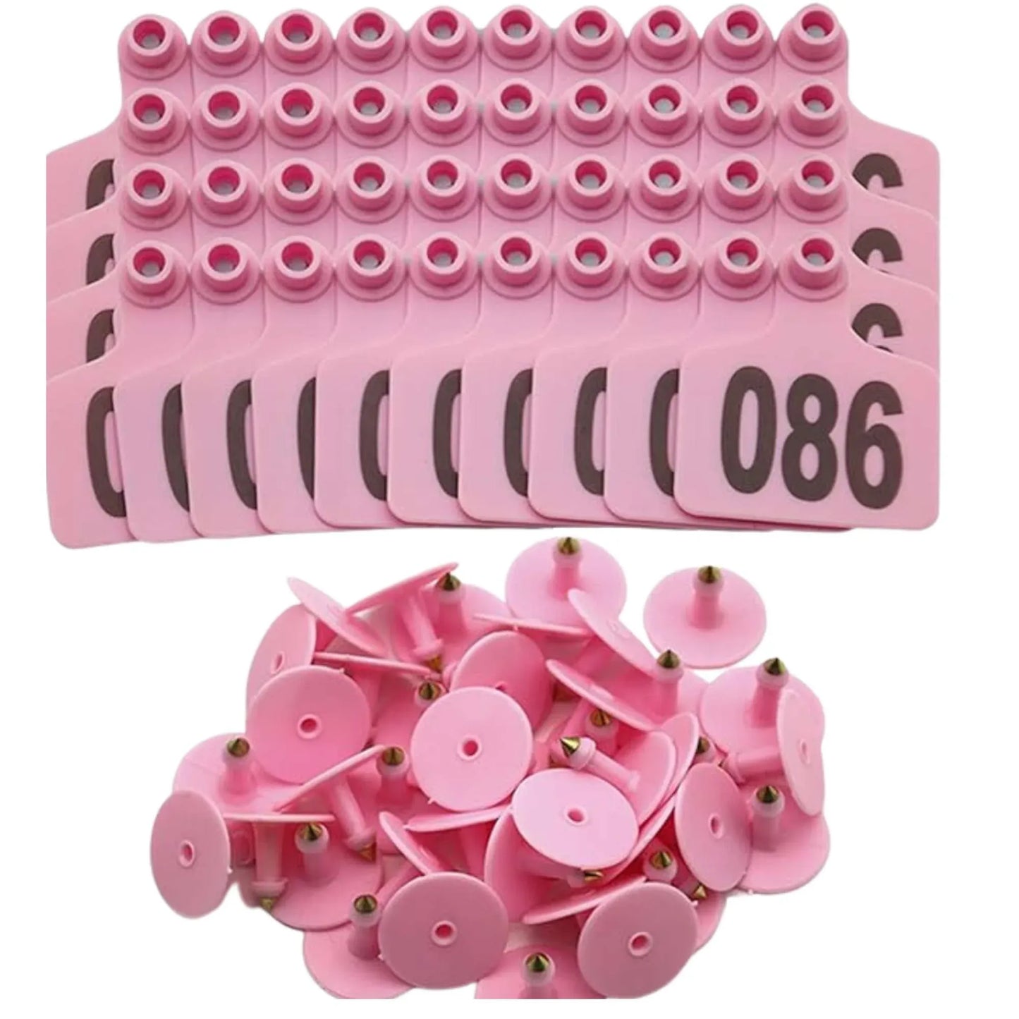 Cattle Ear Tags 1-100 5x4cm Set - Small Pink Pig Goat Livestock Label