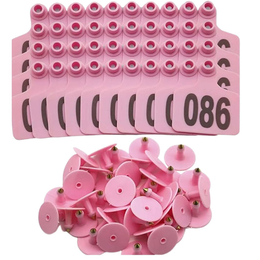 Cattle Ear Tags 1-100 5x4cm Set - Small Pink Pig Goat Livestock Label