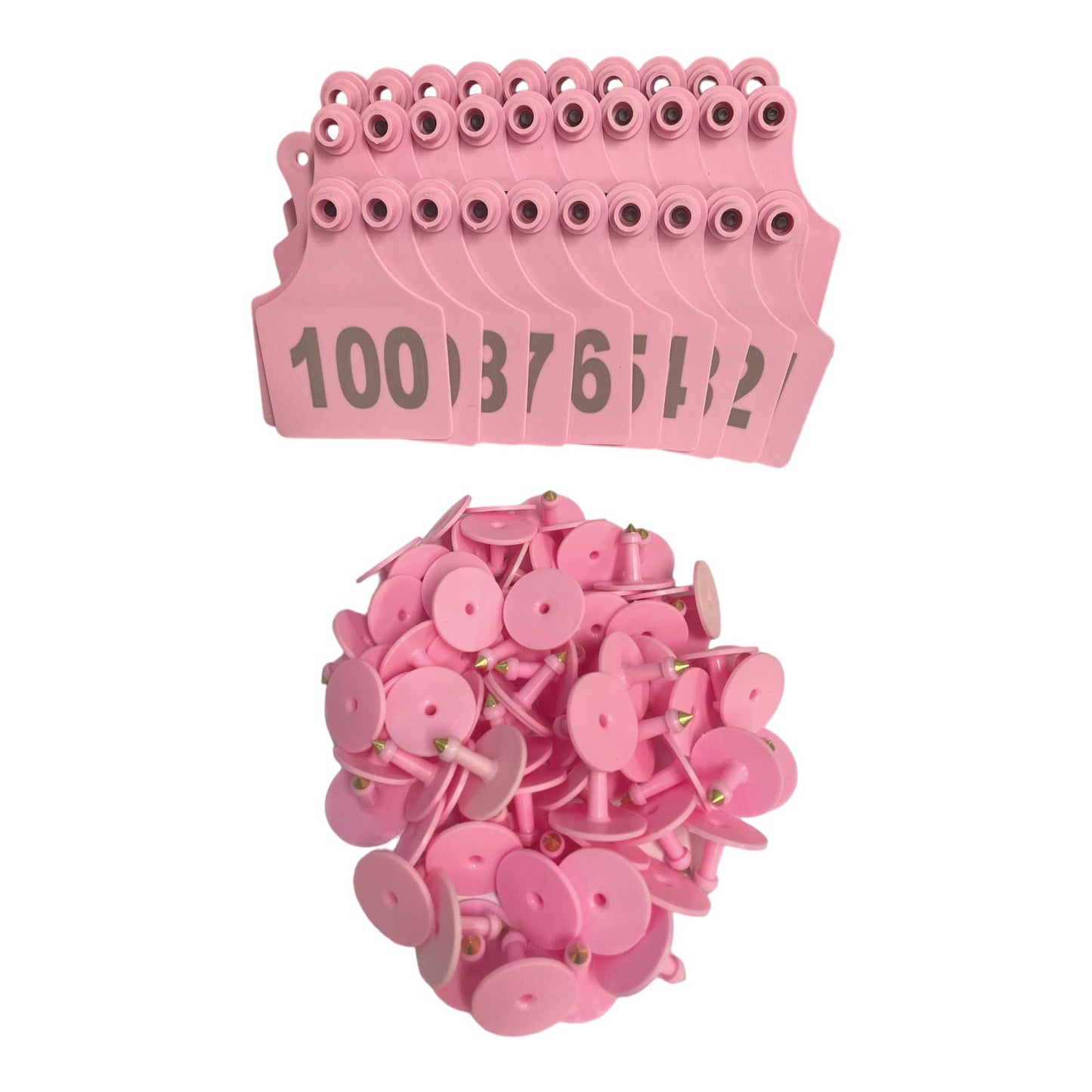 1-100 Cattle Number Ear Tags 7x10cm Set - XL Pink Cow Sheep Livestock Labels