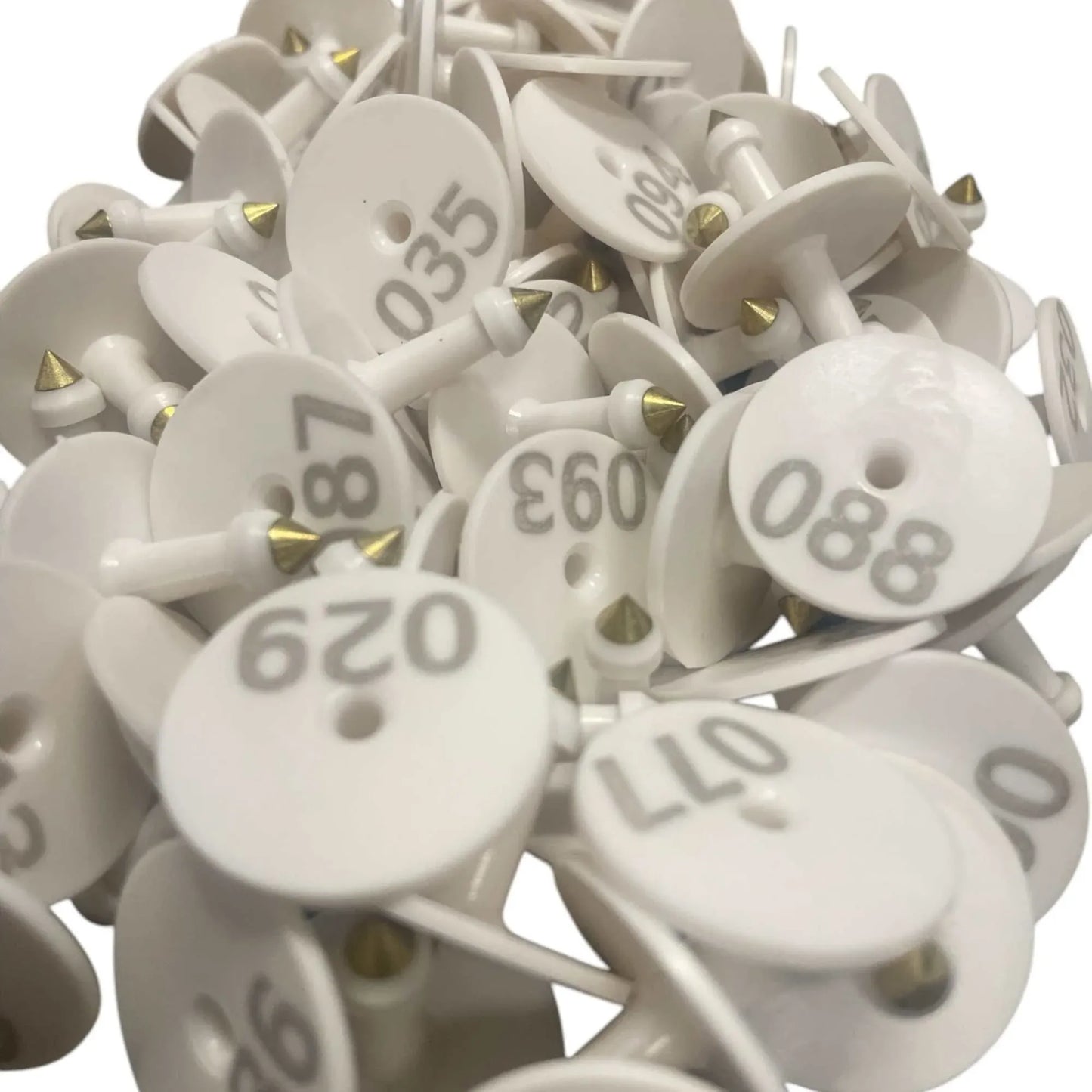 Cattle Ear Tags 1-100 Set - Round White Pig Sheep Goat Livestock Label