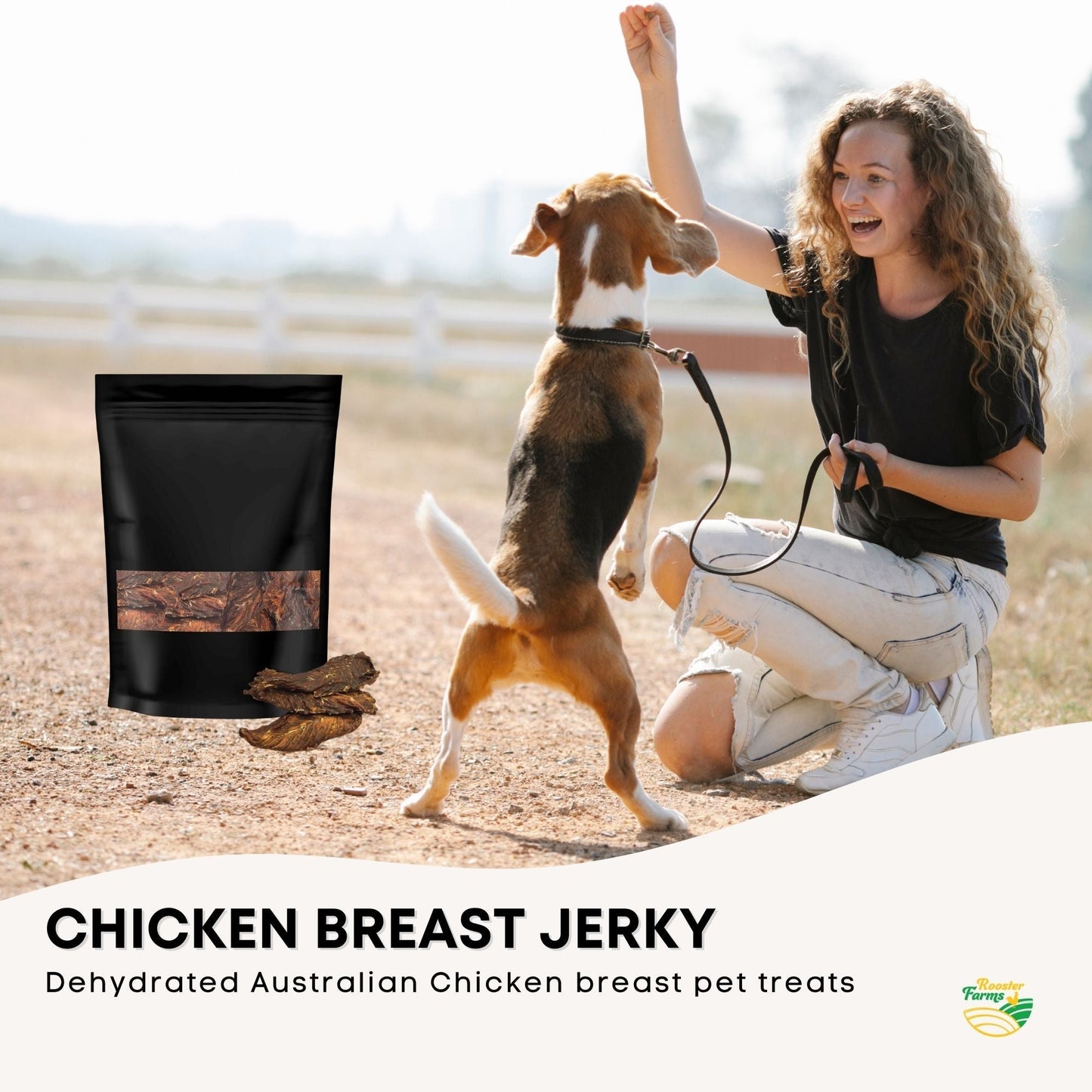 Dog Treat Chicken Breast Jerky 400g - Dehydrated Australian Healthy Puppy Chew