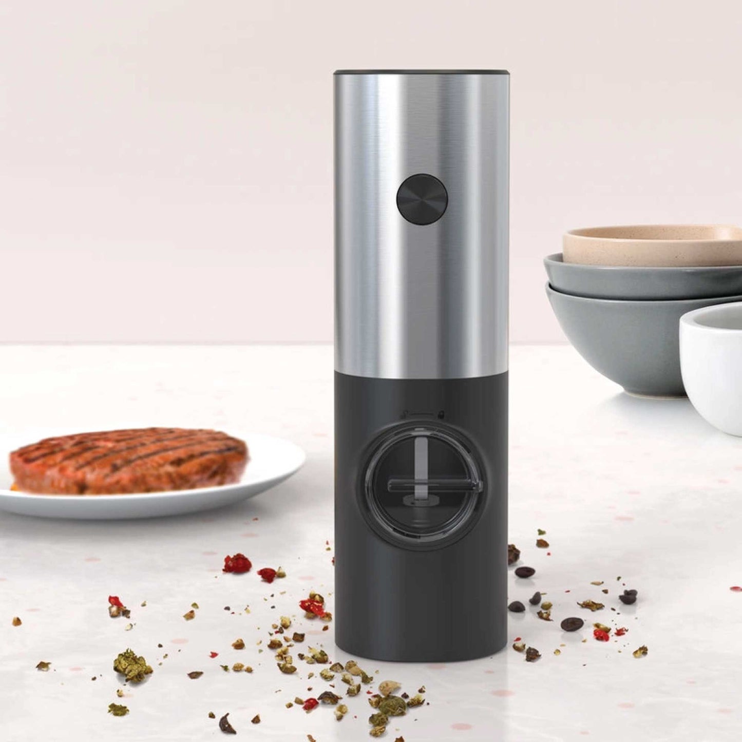 HomeMyGarden Salt and Pepper Grinder - 70ml One Press Battery Operated Shaker Mill