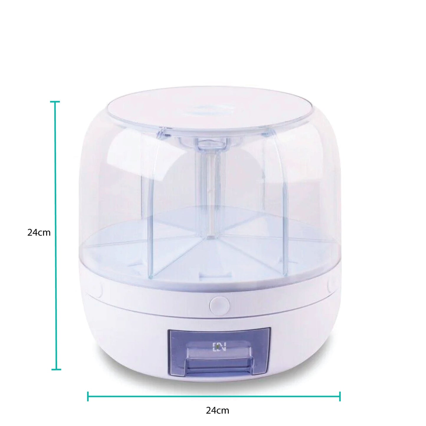 Food Grain Dispenser 6-Grid Rotating 3.6L Compartment Storage Container