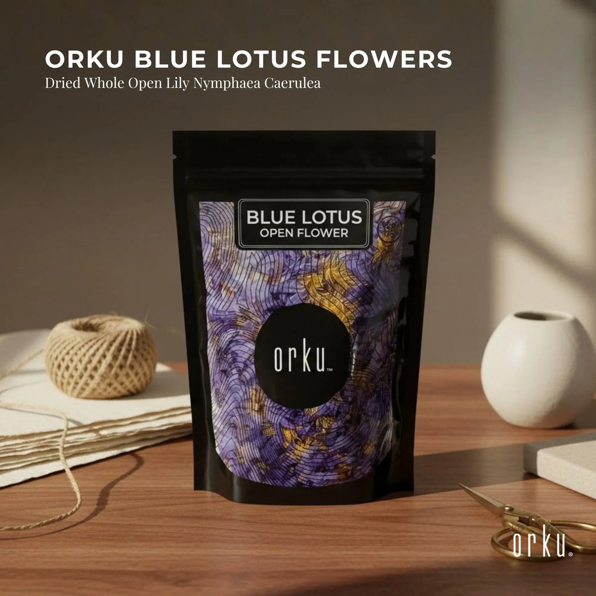 Orku 100g Blue Lotus Flowers - Dried Whole Open Lily Nymphaea Caerulea