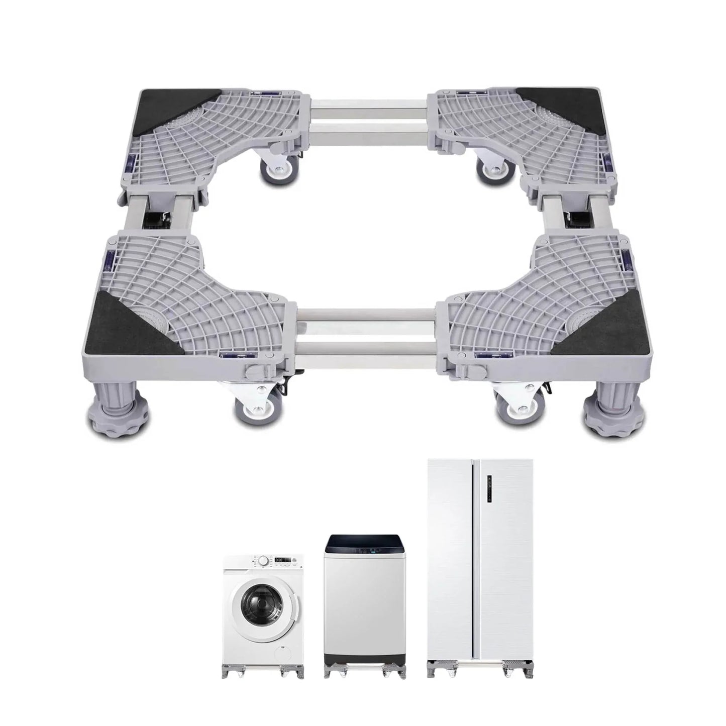 Adjustable Appliance Base Stand - Lock Wheel Trolley For Washing Machine Fridge