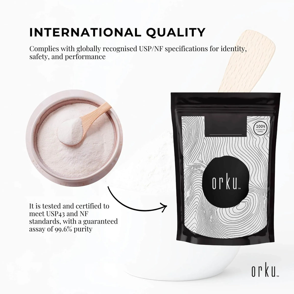 Orku 400g Myo Inositol Powder - USP Grade High Purity Unflavoured