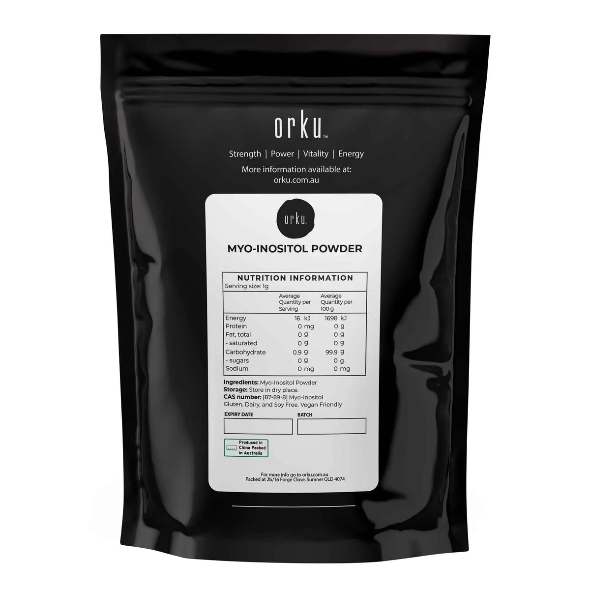 Orku 400g Myo Inositol Powder - USP Grade High Purity Unflavoured