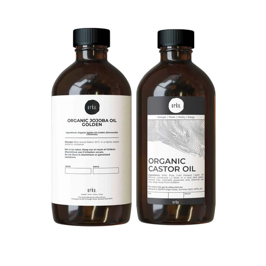 Orku 500ml Organic Castor Oil with 500ml Organic Jojoba Oil Pack
