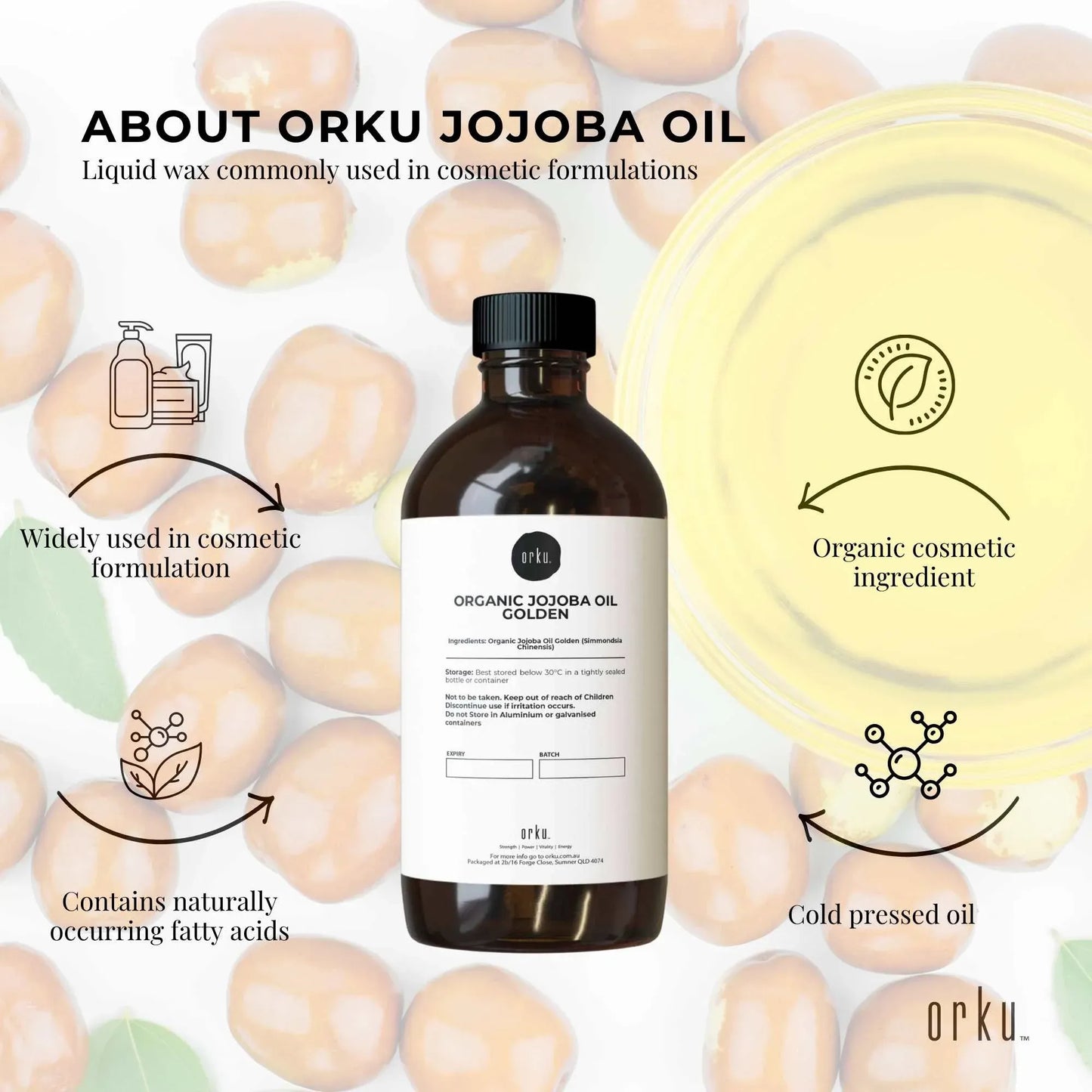 500ml organic castor oil with jojoba pack orku