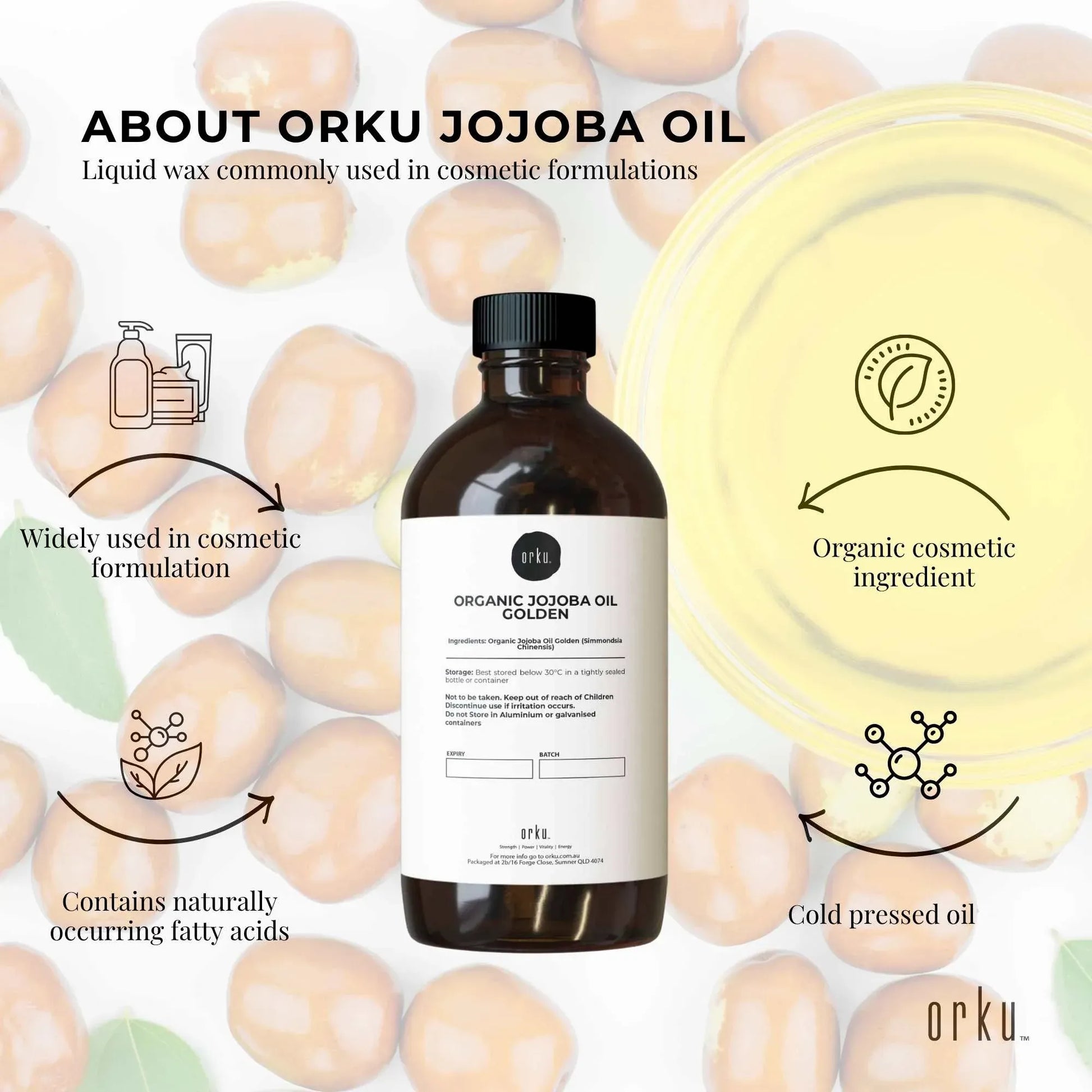 500ml organic castor oil with jojoba pack orku
