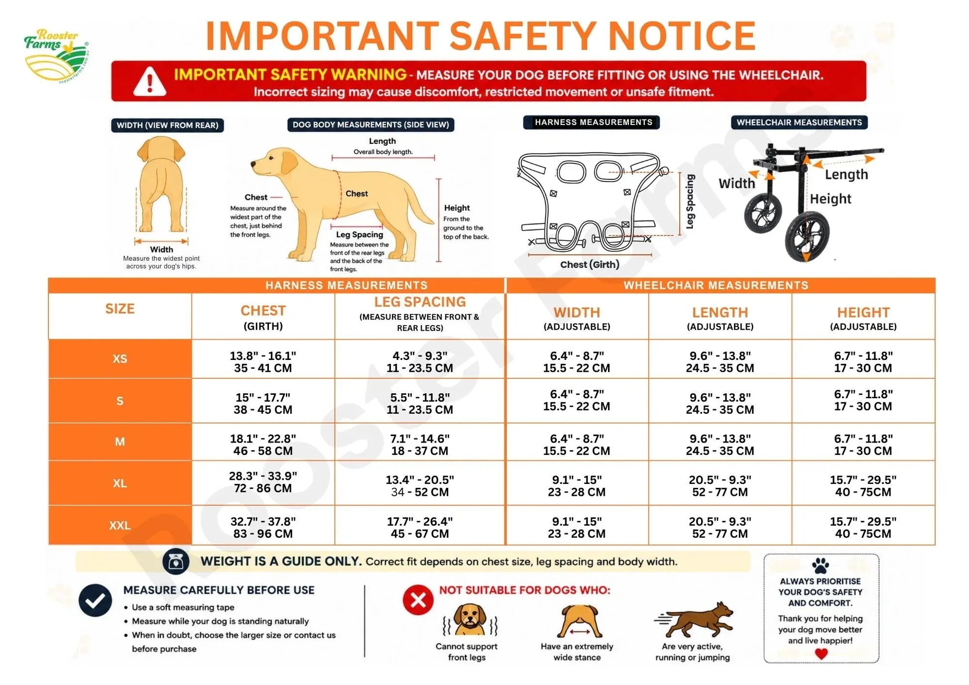 Rooster Farms Large Dog Wheelchair XXL Harness