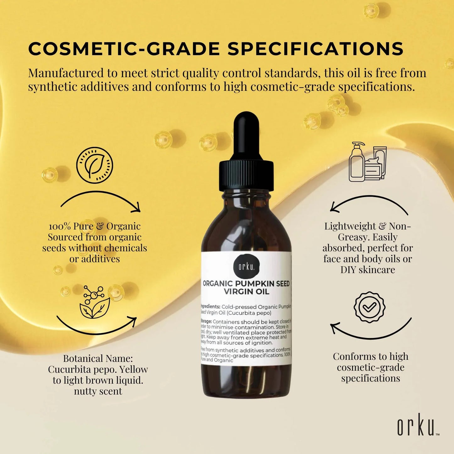 Orku 25ml Organic Pumpkin Seed Oil – Virgin Cold Pressed Unrefined Cosmetic Gr shown for product comparison