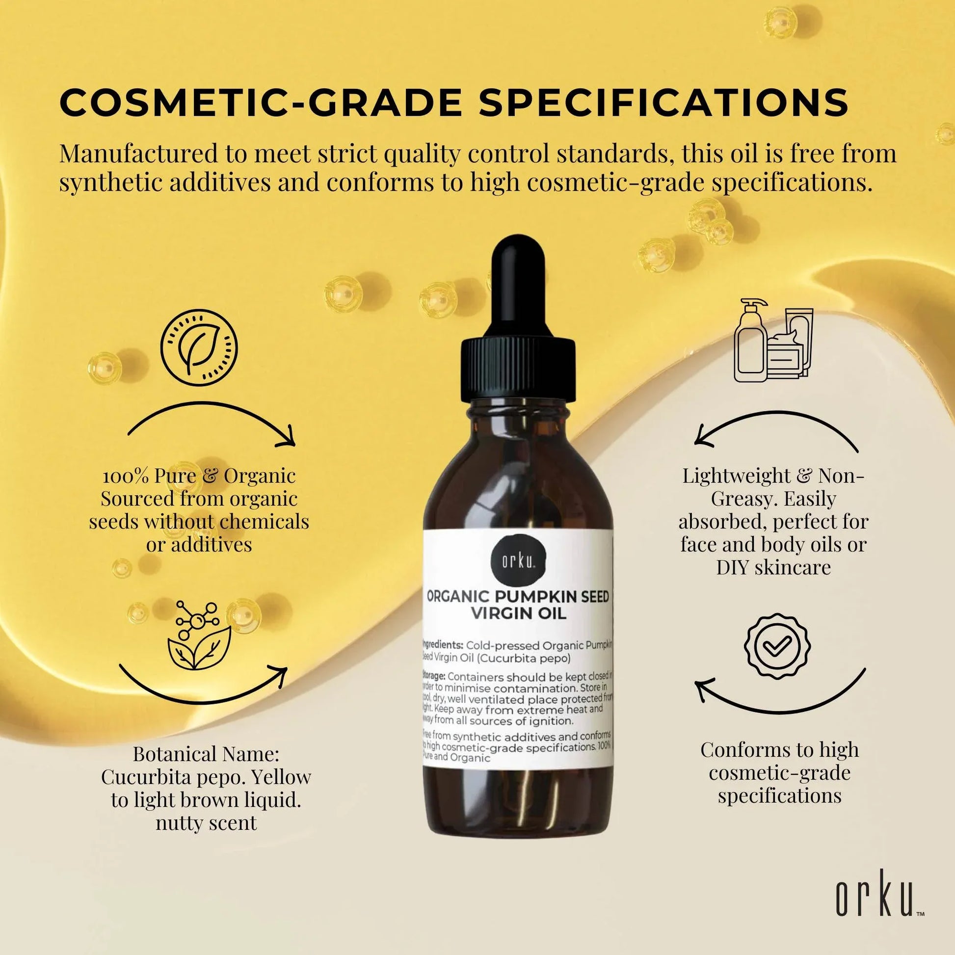 Orku 25ml Organic Pumpkin Seed Oil – Virgin Cold Pressed Unrefined Cosmetic Gr shown for product comparison