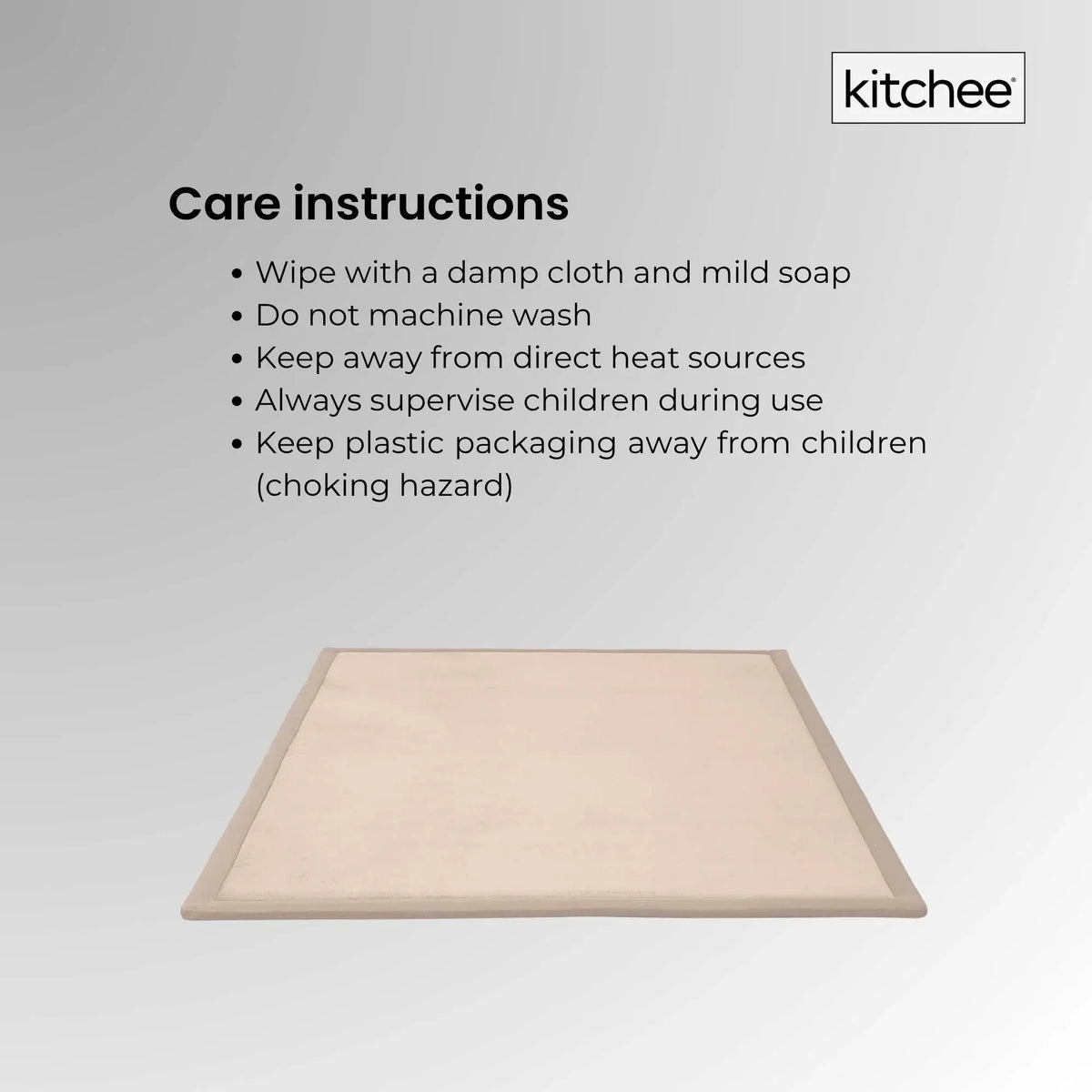 Kitchee Foam Floor Mat 200x200cm - Padded Thick Soft Tatami Style Rug Cream