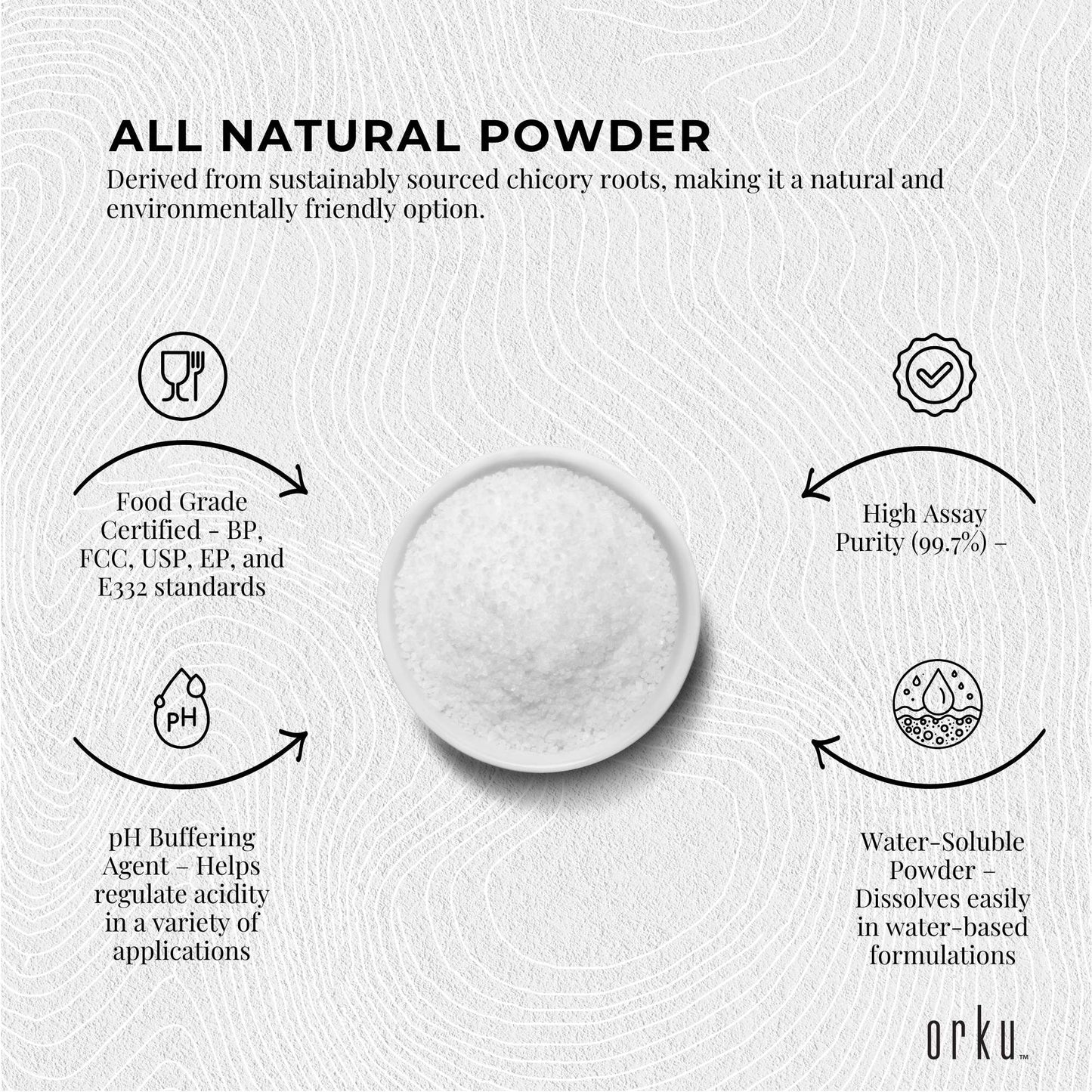 Orku 10Kg Potassium Citrate Food Grade - Granular BP USP FCC E332 Additive