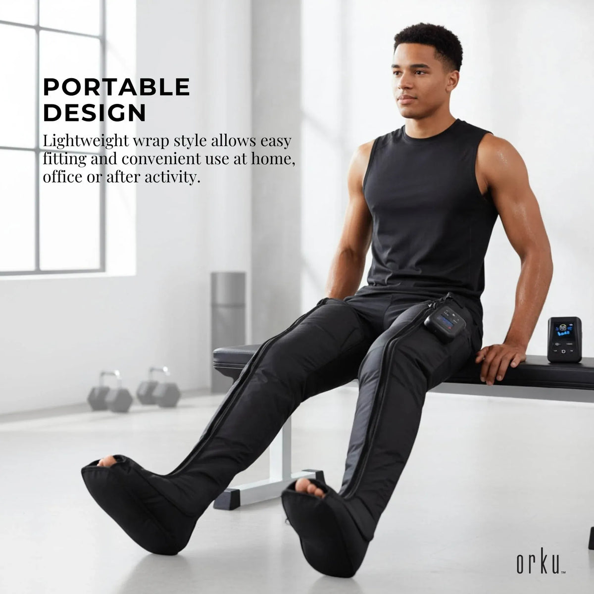 Orku Cordless Full Leg Air Compression Massager Boots - Rechargeable Medium