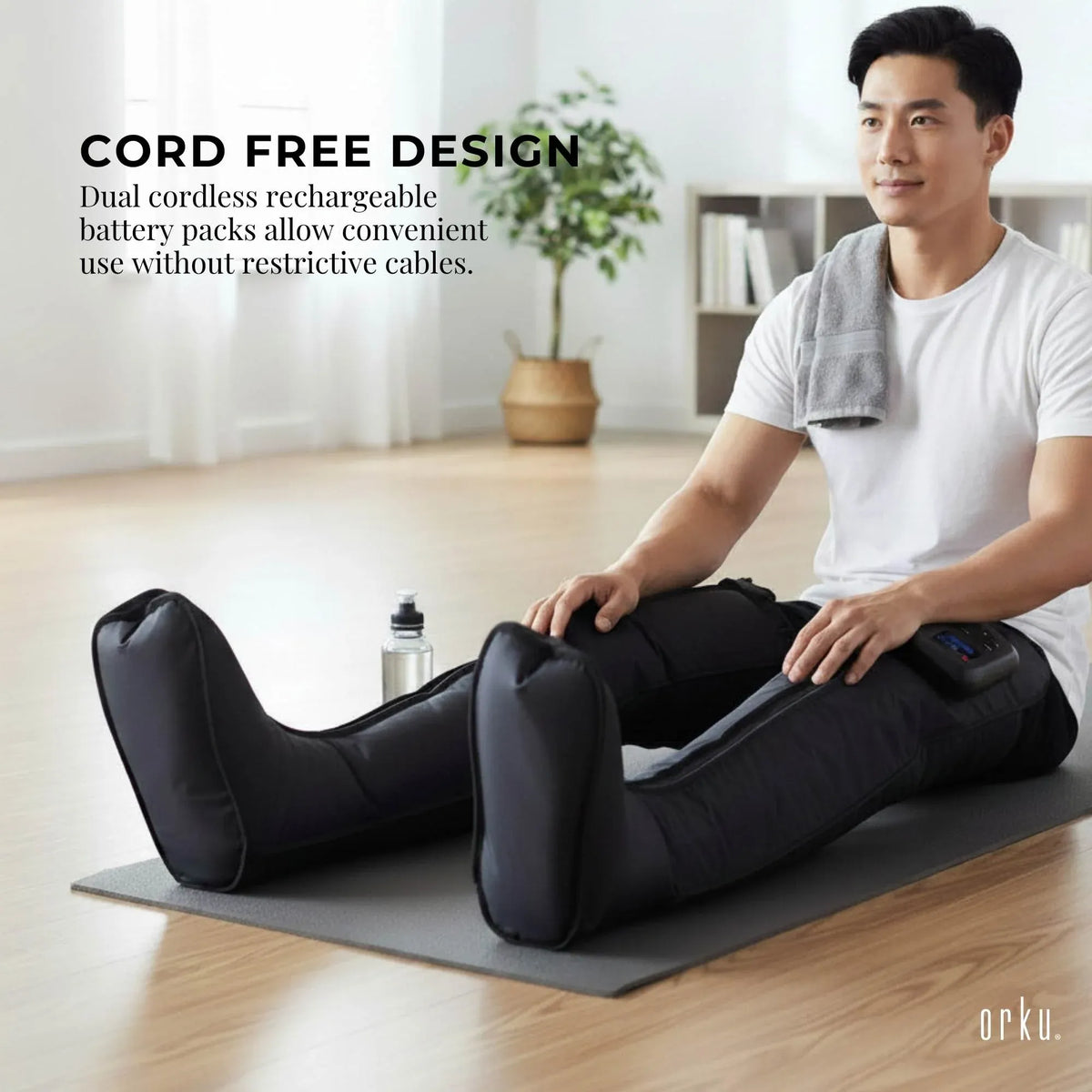 Orku Cordless Full Leg Air Compression Massager Boots - Rechargeable Medium