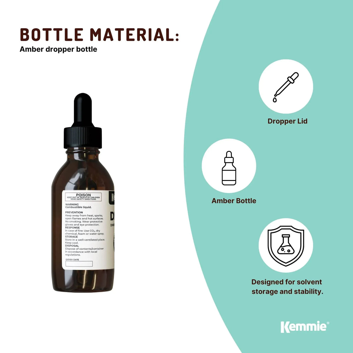 Kemmie 100ml DMSO Liquid 99.9% Pure - USP Grade Dimethyl Sulfoxide Dropper