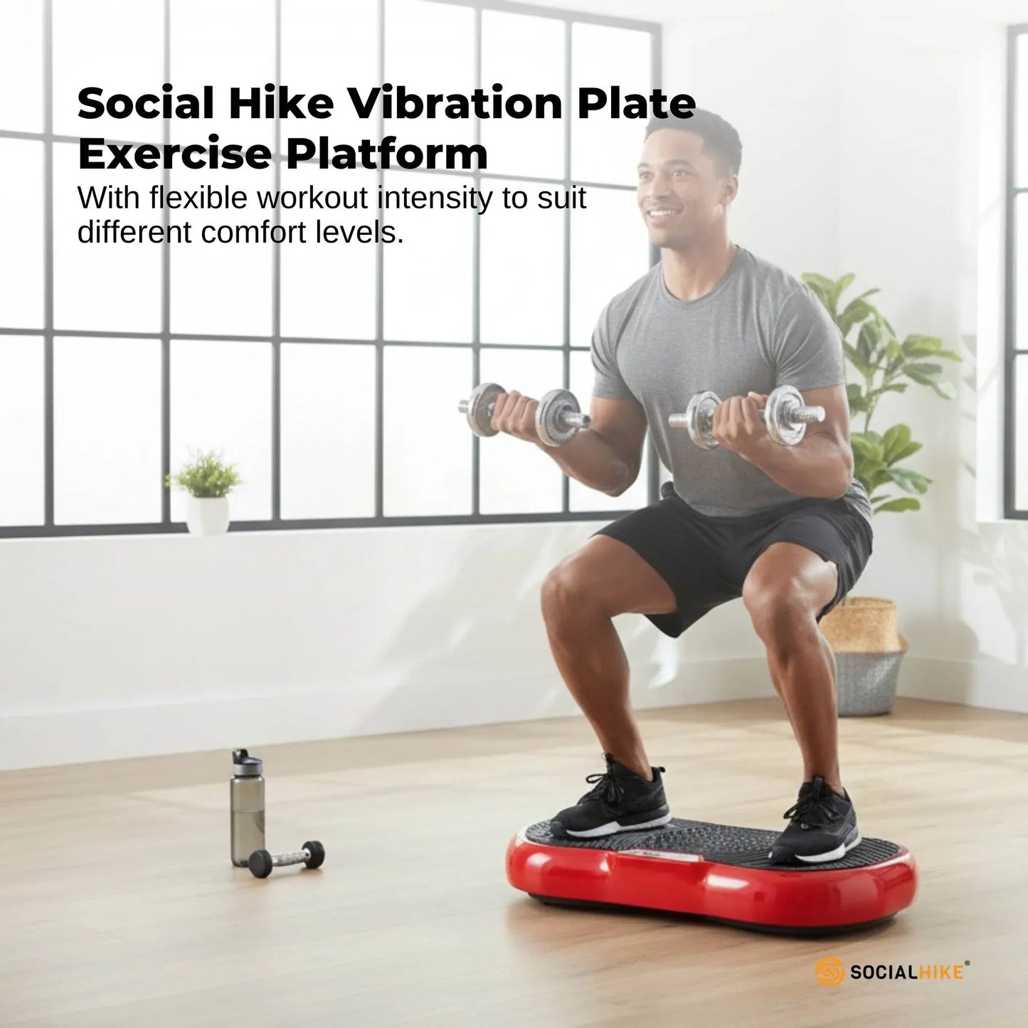 Red Vibration Machine Platform - Exercise Vibrating Plate - Whole Body Workout