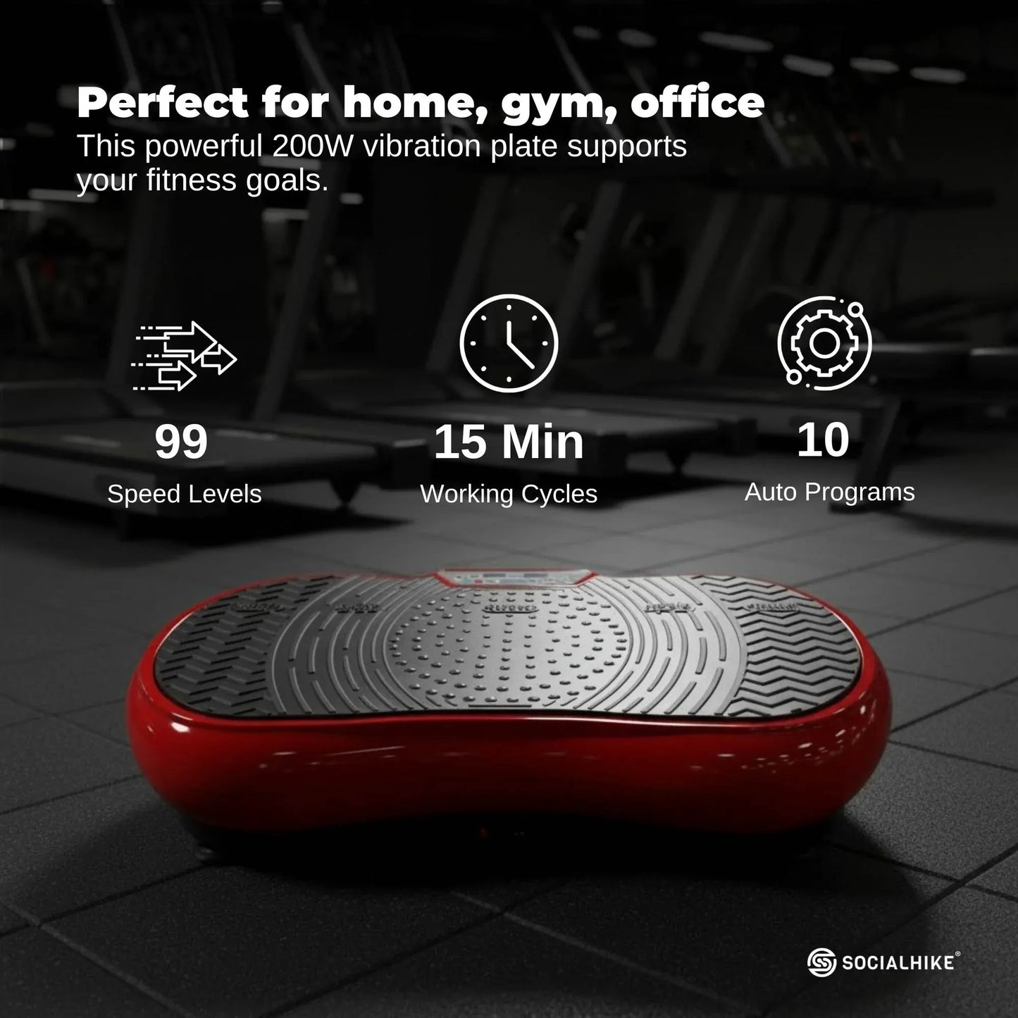 Red Vibration Machine Platform - Exercise Vibrating Plate - Whole Body Workout