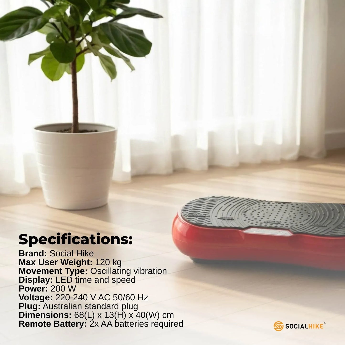 Red Vibration Machine Platform - Exercise Vibrating Plate - Whole Body Workout