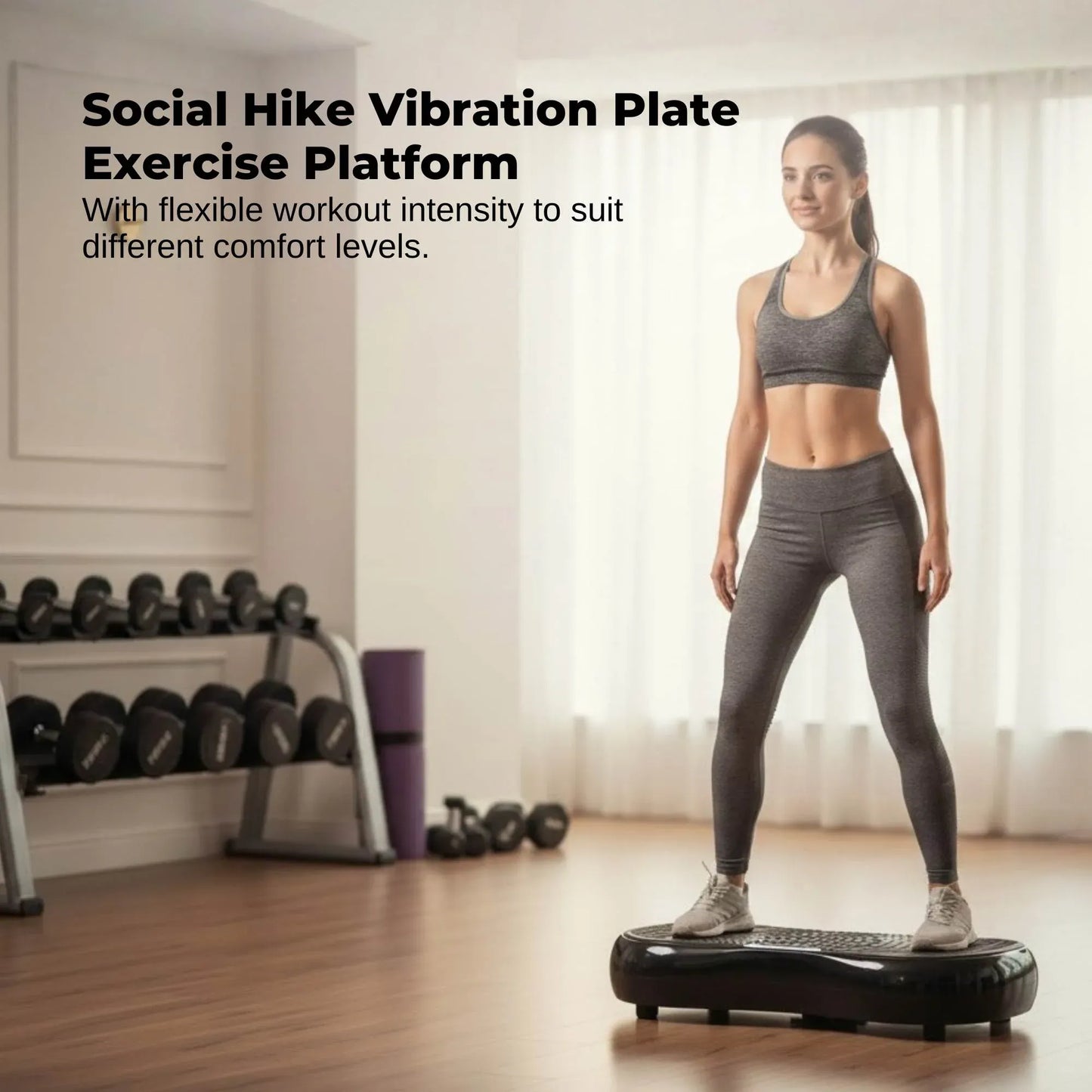 Black Vibration Machine Platform Exercise with Vibrating Plate Whole Body Workout