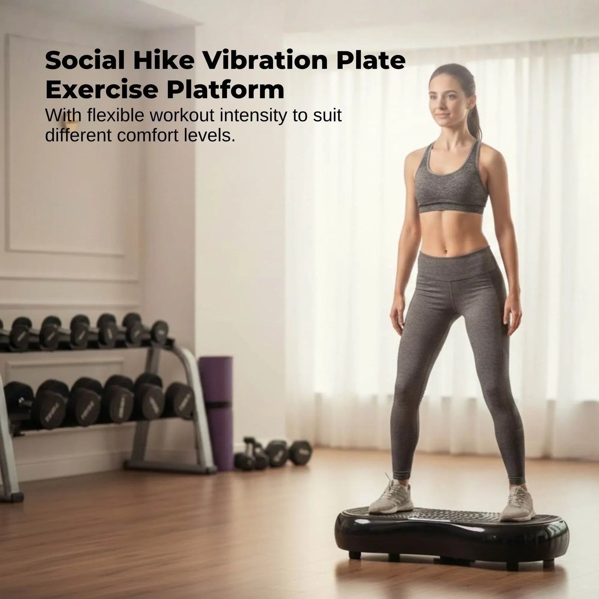 Black Vibration Machine Platform Exercise with Vibrating Plate Whole Body Workout