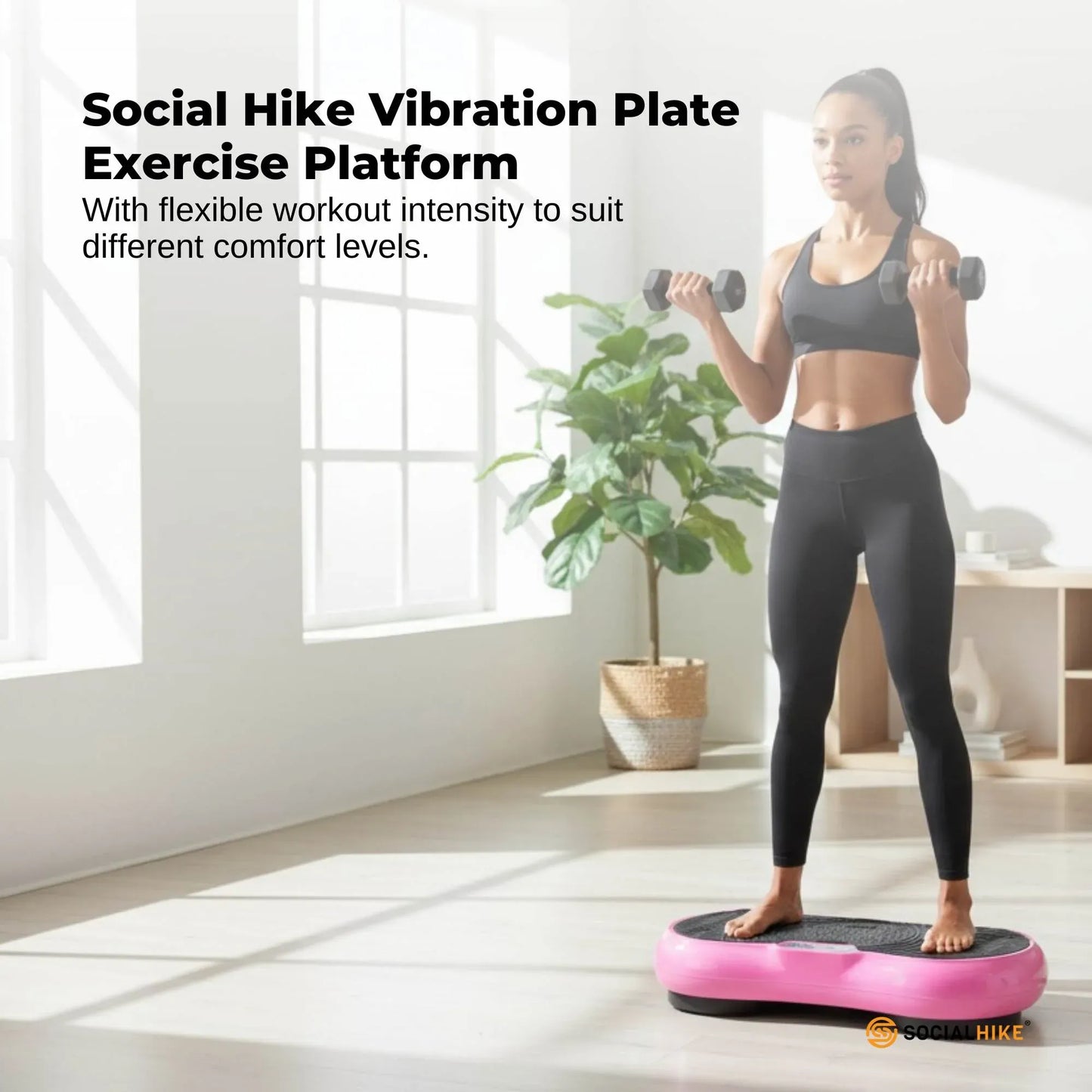 Pink Vibration Machine Platform Exercise with Vibrating Plate Whole Body Workout