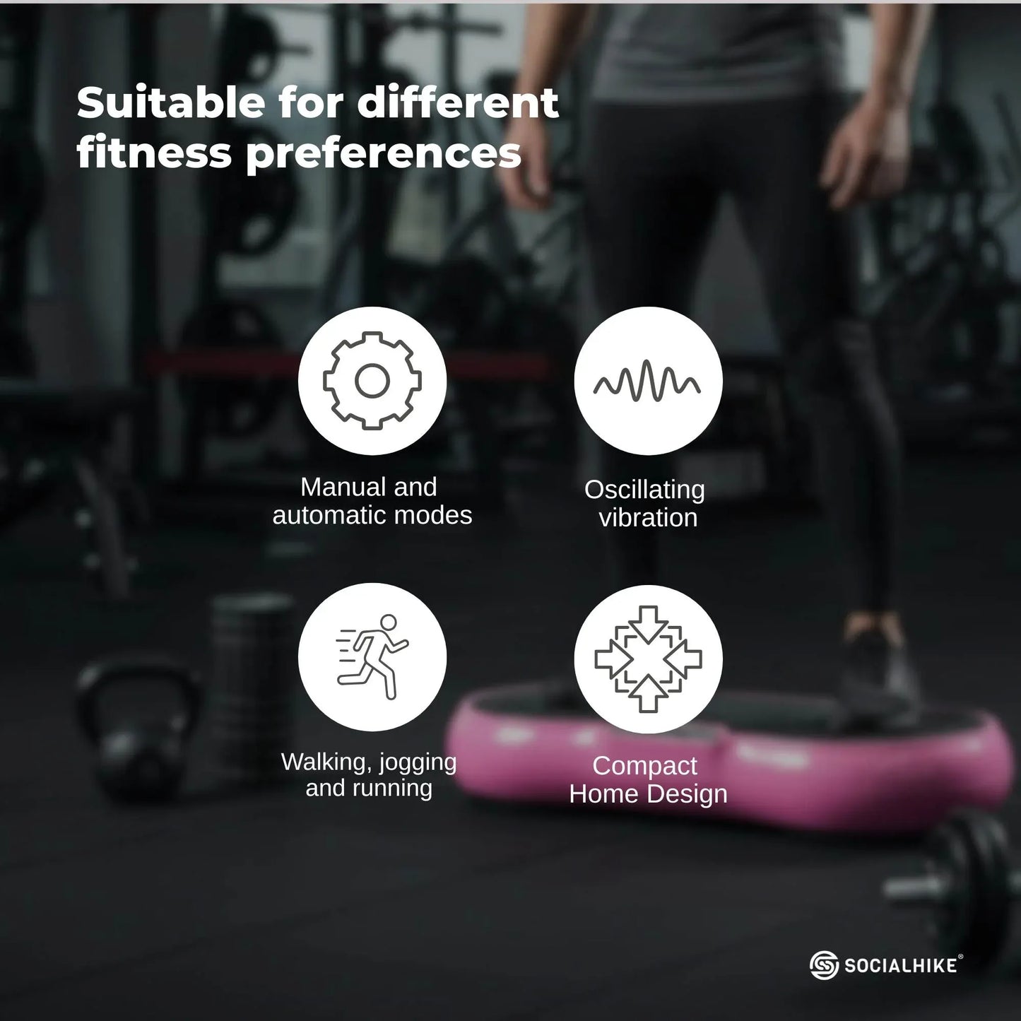 Pink vibration machine platform with exercise whole body workout