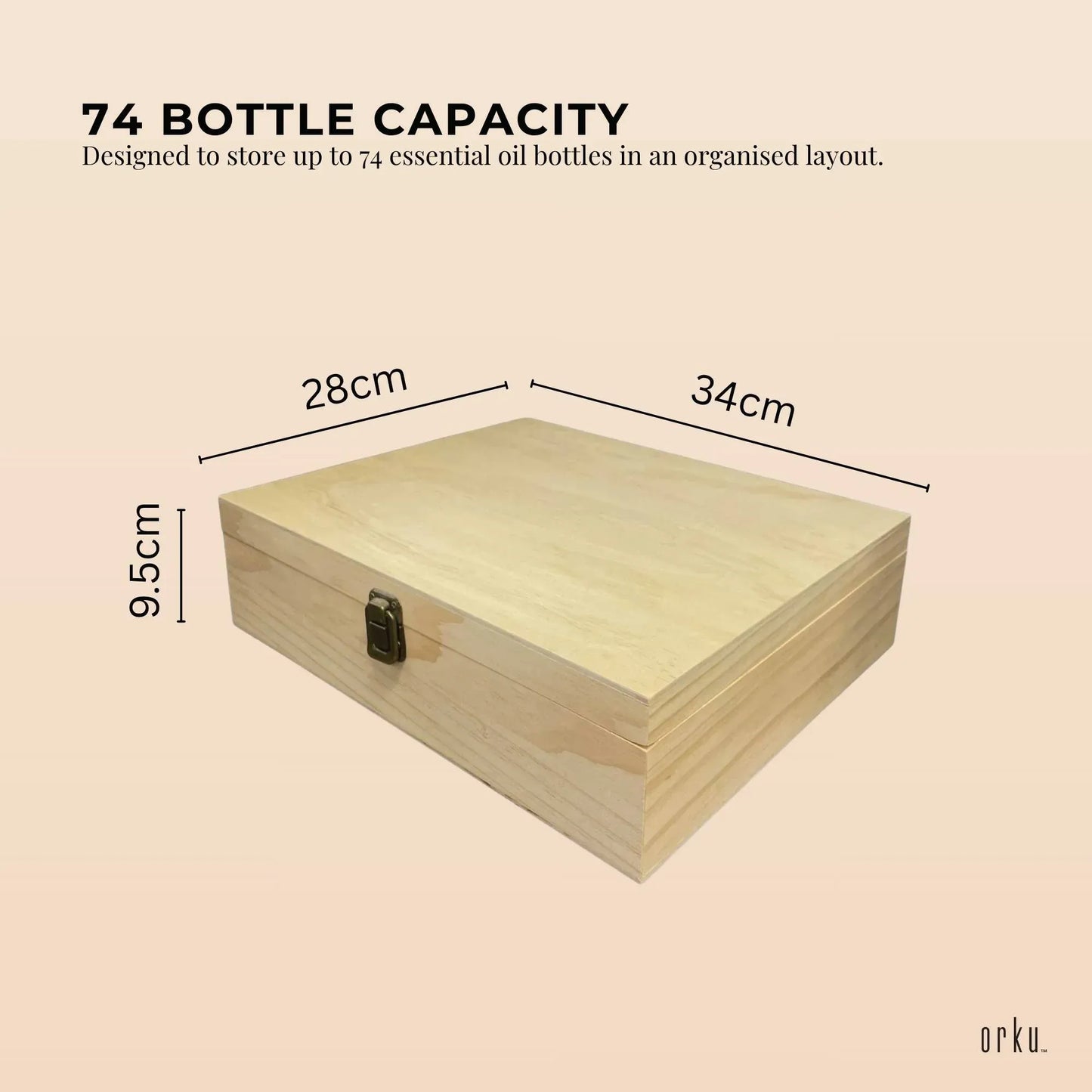 Essential Oils Storage Box 74 Slots - Wooden 1-Tier Bottle Holder