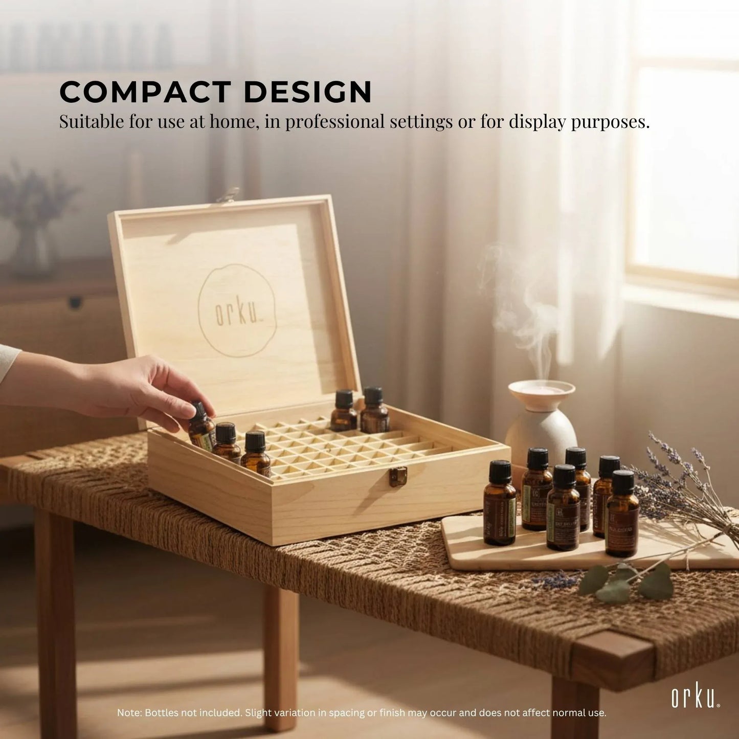 Essential Oils Storage Box 74 Slots - Wooden 1-Tier Bottle Holder