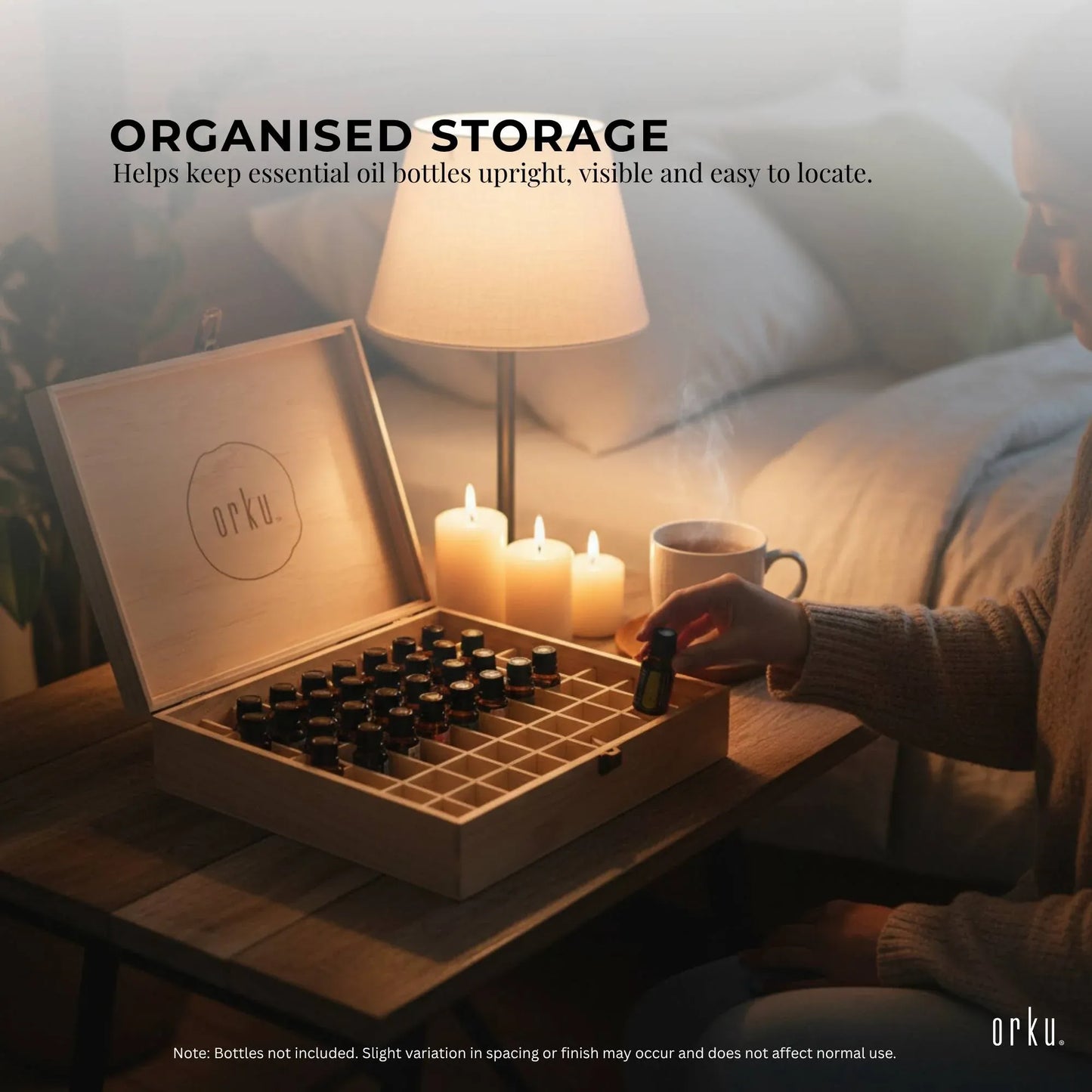 Essential Oils Storage Box 74 Slots - Wooden 1-Tier Bottle Holder