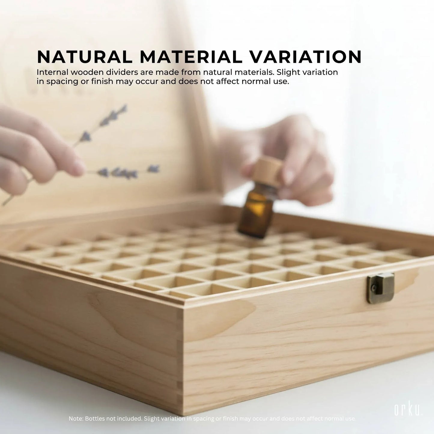 Essential Oils Storage Box 74 Slots - Wooden 1-Tier Bottle Holder
