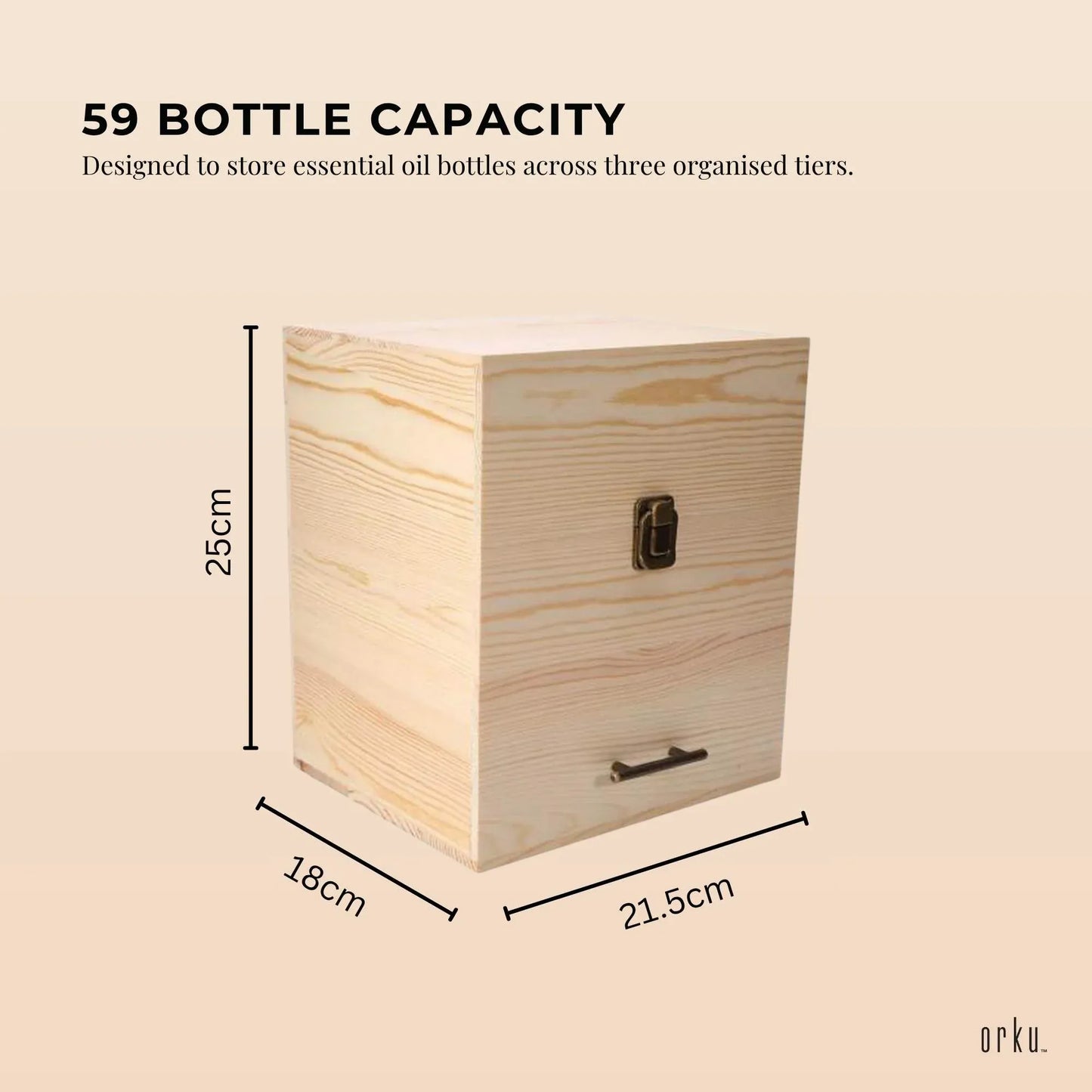 Essential Oils Storage Box 59 Slots - Wooden 3-Tier Bottle Holder