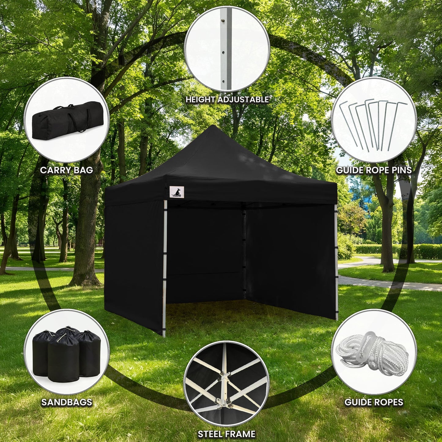 Wallaroo Gazebo Tent Marquee 3x3 PopUp Outdoor Black