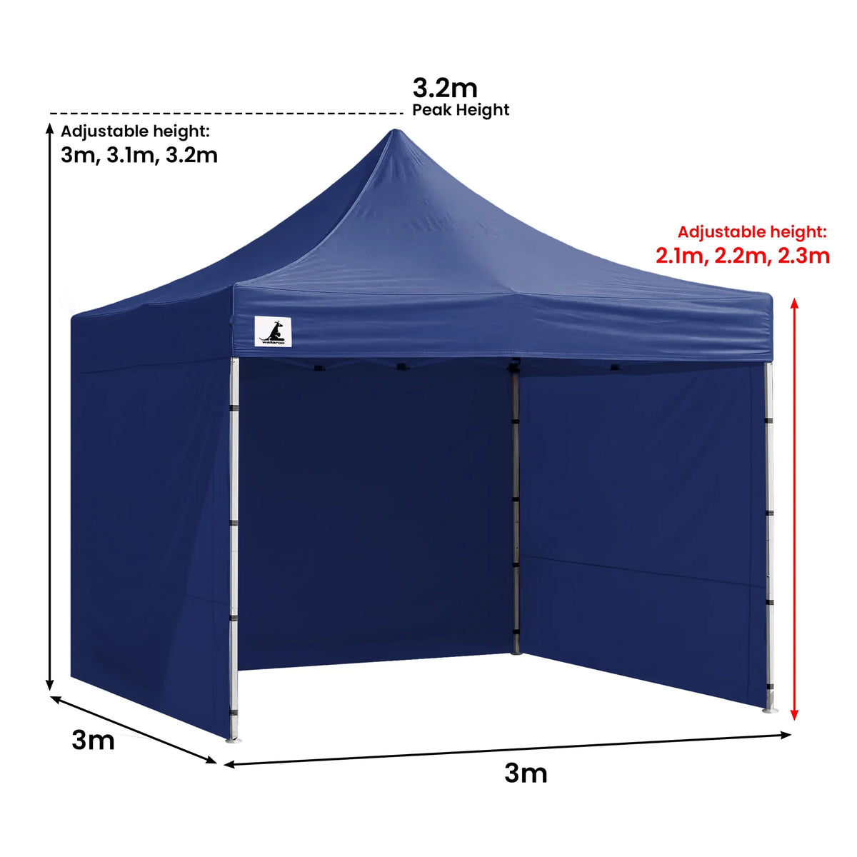 Wallaroo Gazebo Tent Marquee 3x3 PopUp Outdoor- Blue