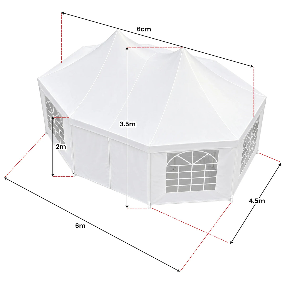 Wallaroo 6x4.5m Wedding Gazebo Marquee with Sidewalls