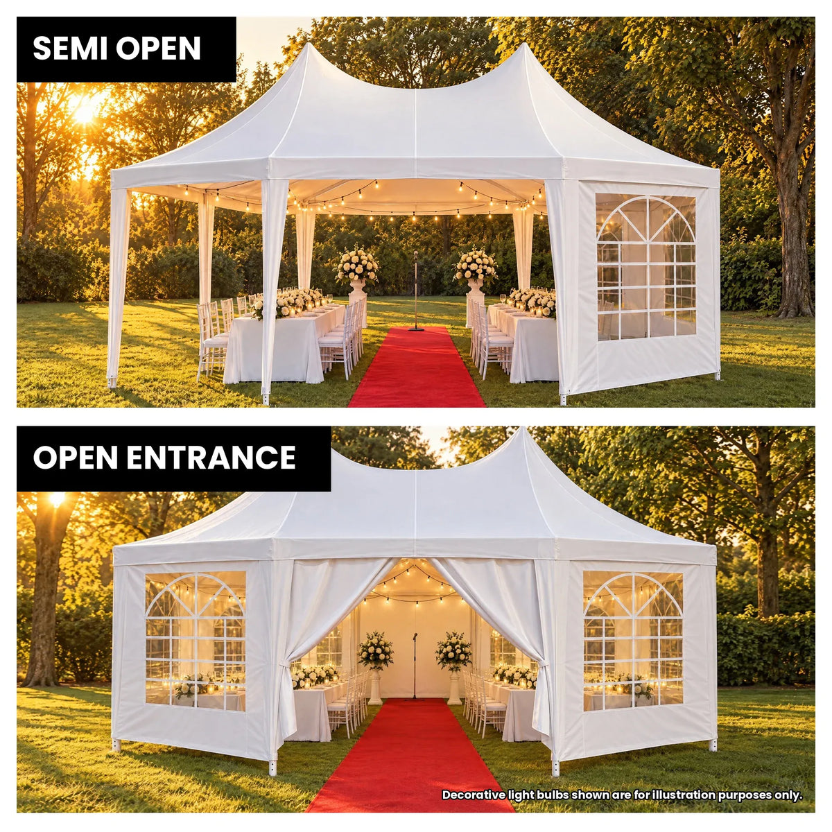 Wallaroo 6x4.5m Wedding Gazebo Marquee with Sidewalls