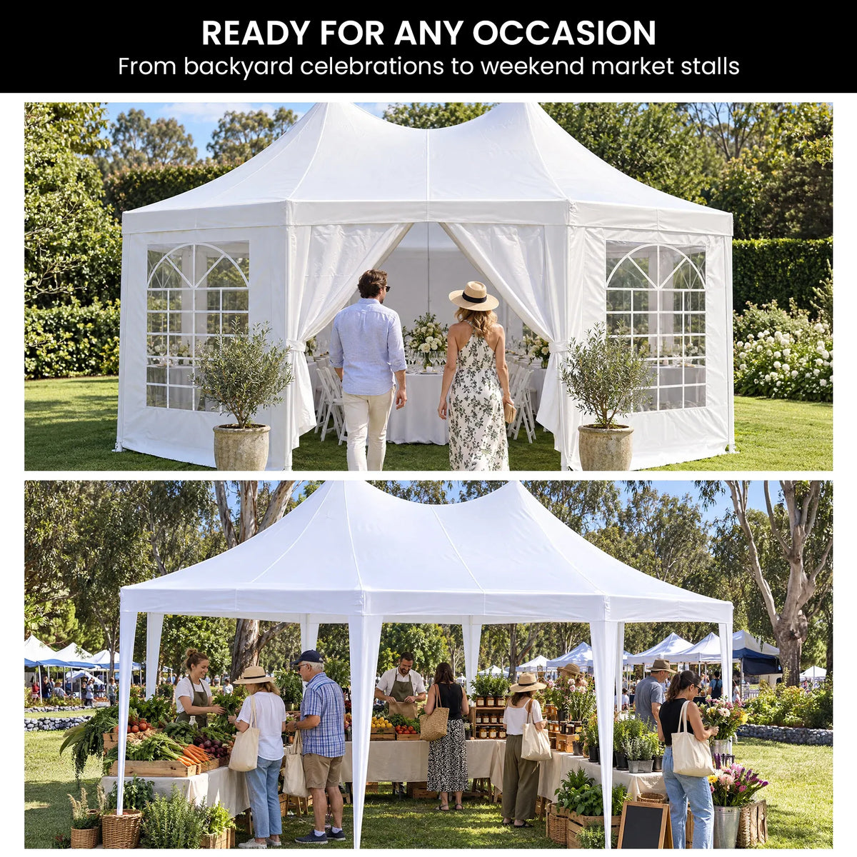 Wallaroo 6x4.5m Wedding Gazebo Marquee with Sidewalls