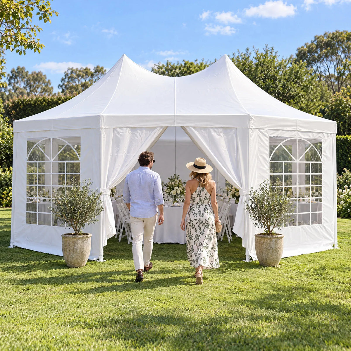 Wallaroo 6x4.5m Wedding Gazebo Marquee with Sidewalls