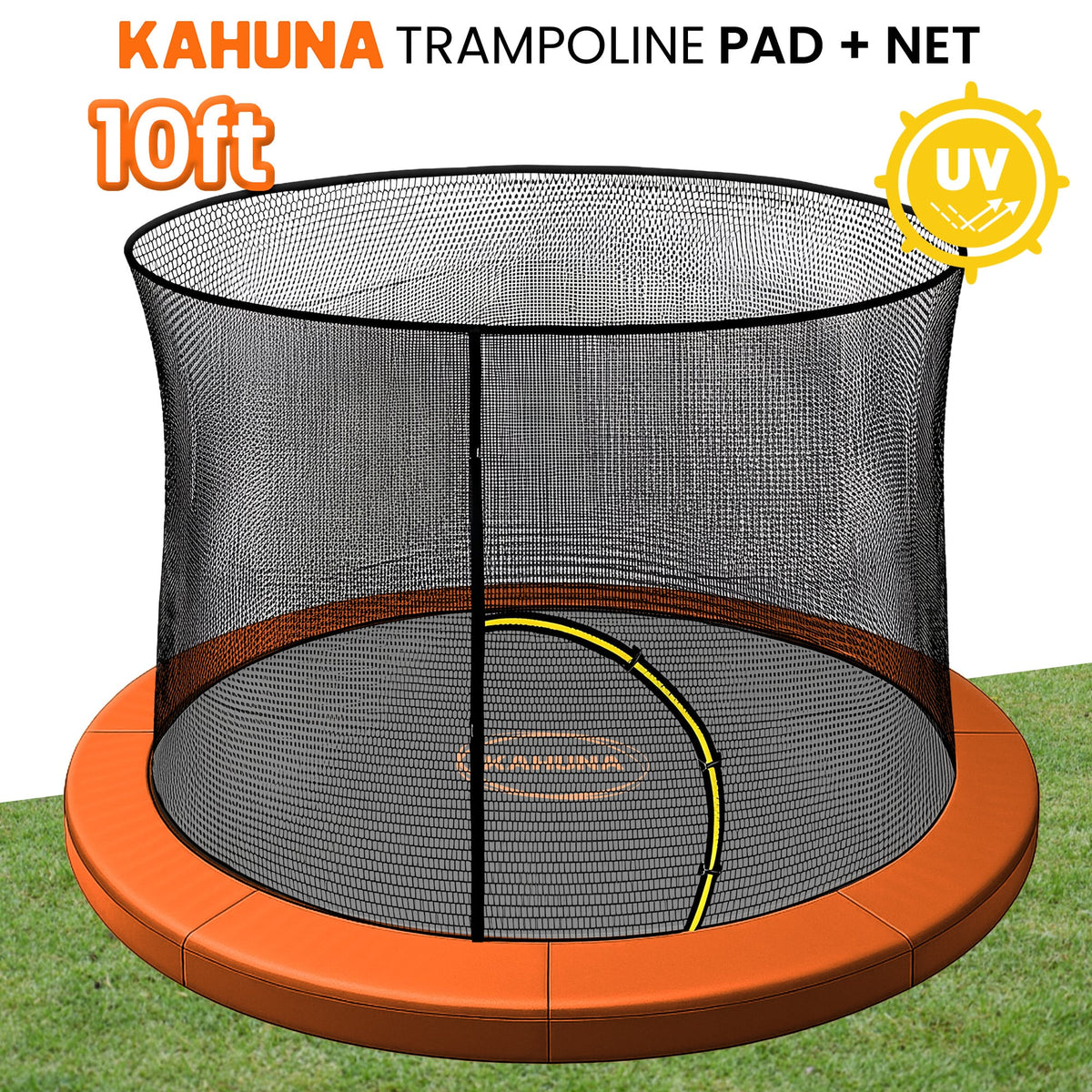 Kahuna 10ft Trampoline Pad and Net - Orange