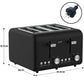 Pronti Silver Noir Collection 4 Slice Toaster and Kettle Bundle