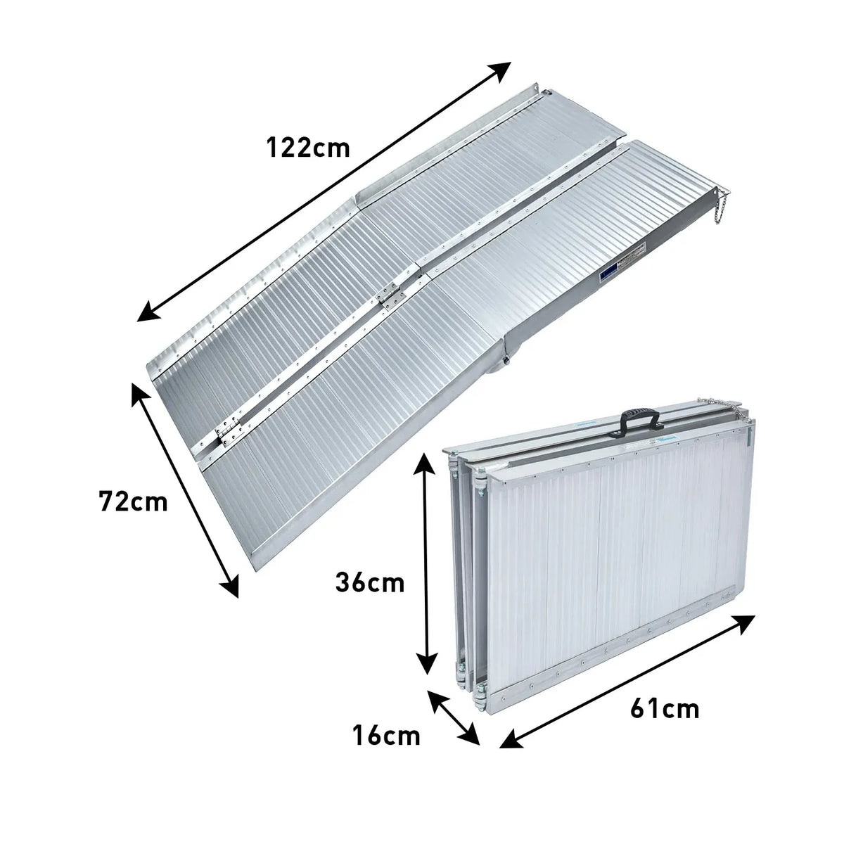 Kartrite 4ft Portable Aluminium Folding Wheelchair Ramp 275kg Heavy Duty Non-Slip Suitcase Ramp for Steps Kerbs