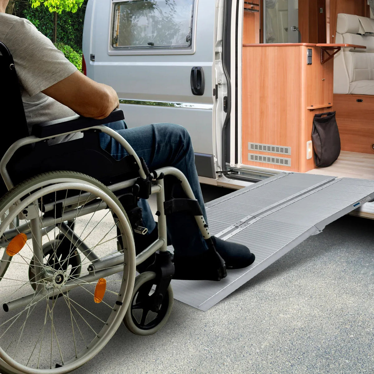 Kartrite 4ft Portable Aluminium Folding Wheelchair Ramp 275kg Heavy Duty Non-Slip Suitcase Ramp for Steps Kerbs