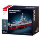 Sluban B1291 Model Kit 1:350 USS Missouri BB63 Mighty Mo Battleship Warship WWII Navy Vessel Boat Blocks DIY Set Toy