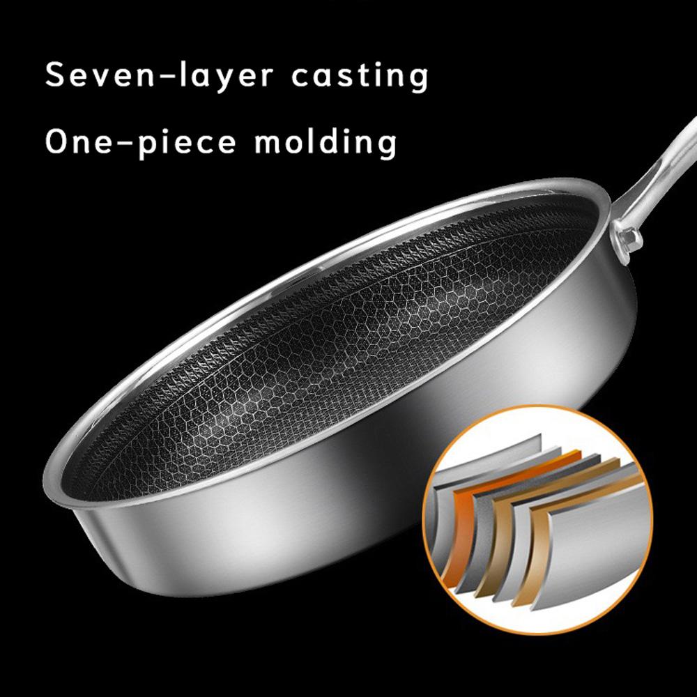 Stainless Steel Frying Pan Non-Stick Cooking Frypan Cookware 30cm Honeycomb Single Sided without lid