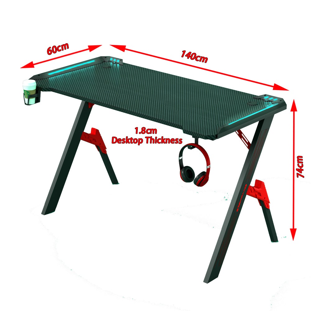 Gaming Desk 140cm Desktop PC Computer Racing Table Office Laptop Home AU D2105